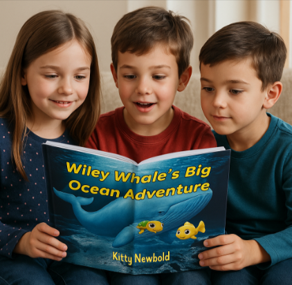 Children reading Wiley Whale's Big Ocean Adventure